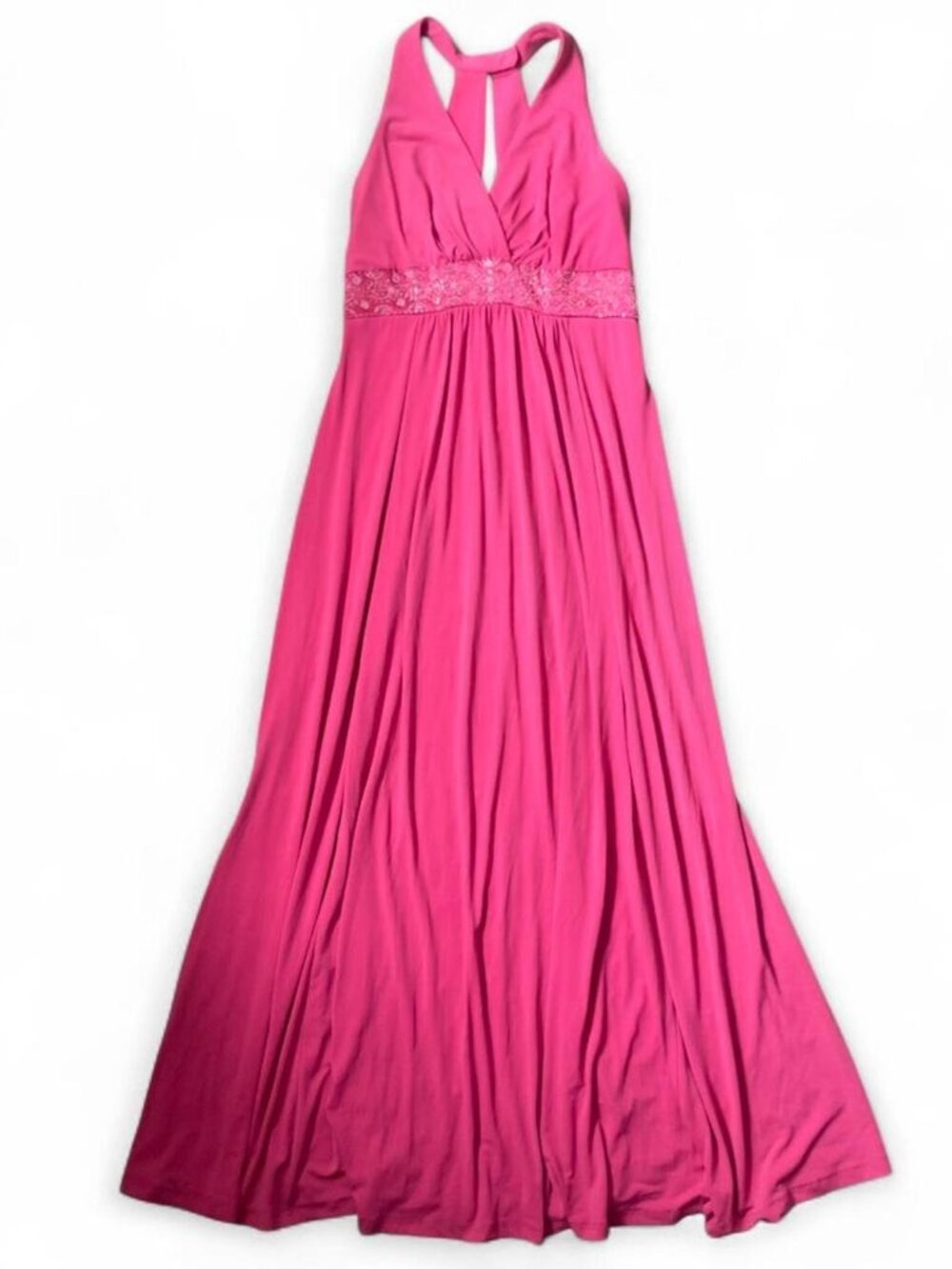 David's Bridal pink maxi dress with beaded detail Size 4 #prom #eveningwear